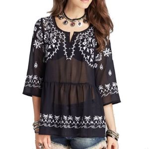 Free people navy embroidered top